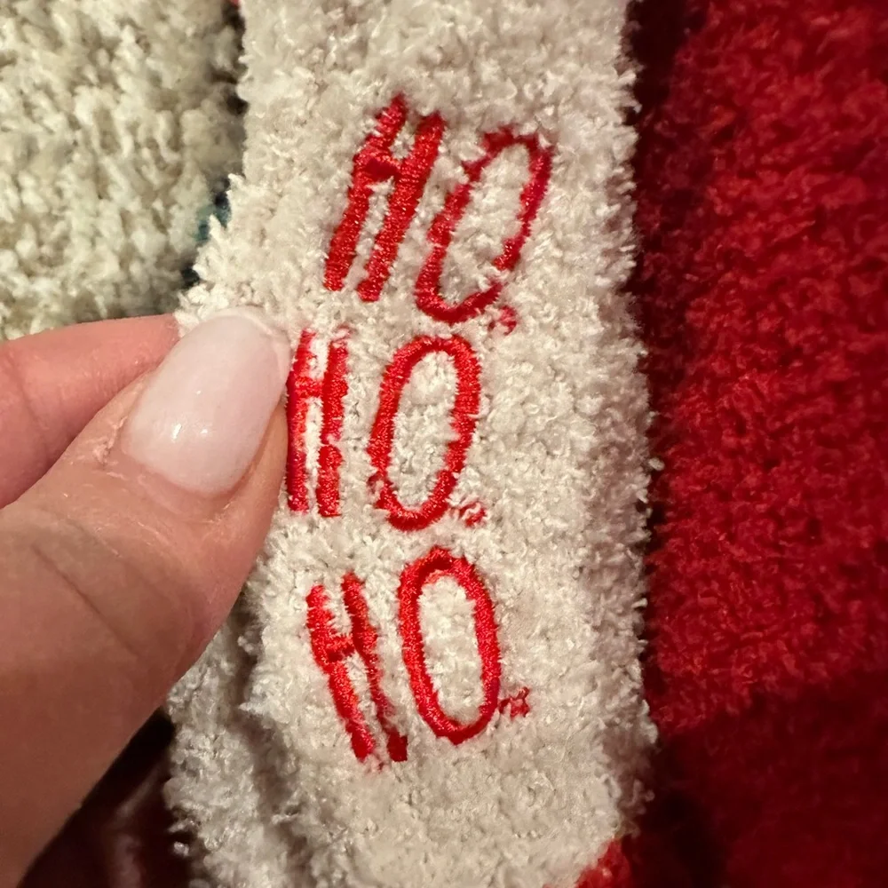 Rae Dunn 3 Pair Cozy Festive Red Cream White Thick Socks